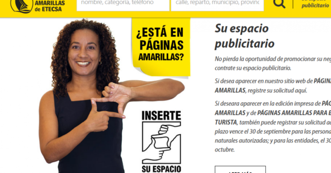 ETECSA lanza web de Páginas Amarillas para que empresas y cuentapropistas se publiciten