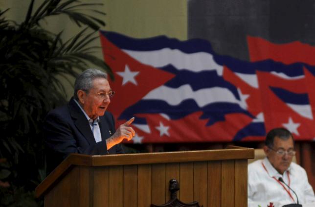 Cuba's President Raul Castro speaks during the opening ceremony of the seventh Cuban Communist Party (PCC) congress in Havana April 16, 2016. REUTERS/Omara Garcia/AIN/Handout via Reuters