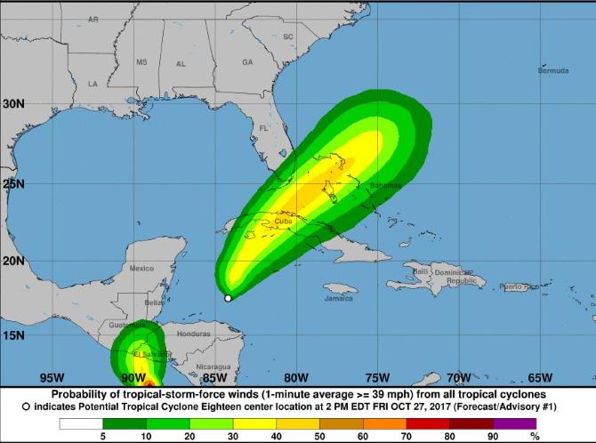 Tropical storm warnings issued for western Cuba and Bahamas