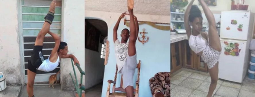 Estudiantes de danza en La Habana muestran a su profesora cómo entrenan en cuarentena