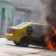 Taxi se incendia en las afueras de un hospital en Sancti Spíritus