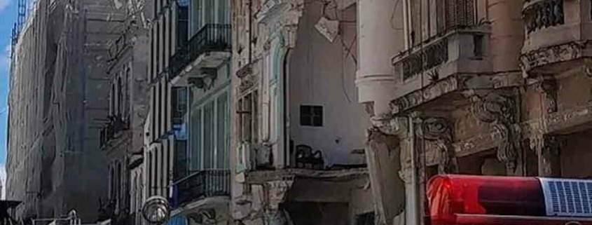 Derrumbe de un edificio en Prado y Refugio, en La Habana Vieja