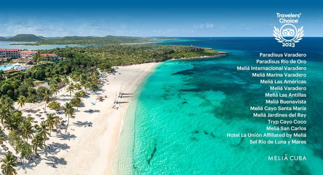 Meliá Hoteles en Cuba reciben la distinción Travellers’ Choice 2023